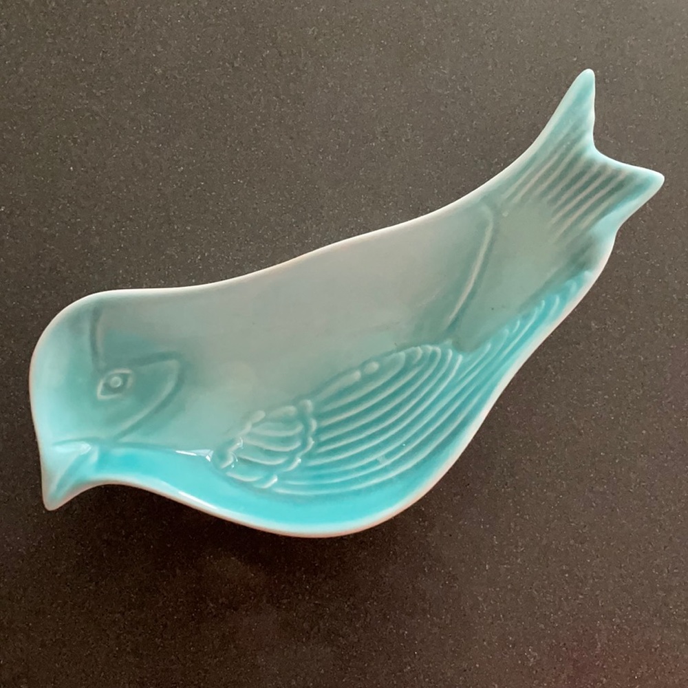 Anthropologie Blue bird ceramic dish
